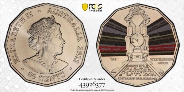 MS69 2022 50c Wee Georgie Wood N.Mount Farrell Mine Australian Rail Heritage
