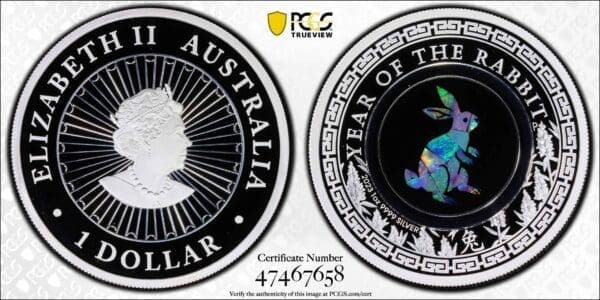 PR70DCAM 2023 $1 Australian Opal Lunar Series Rabbit 1oz Silver Proof Coin