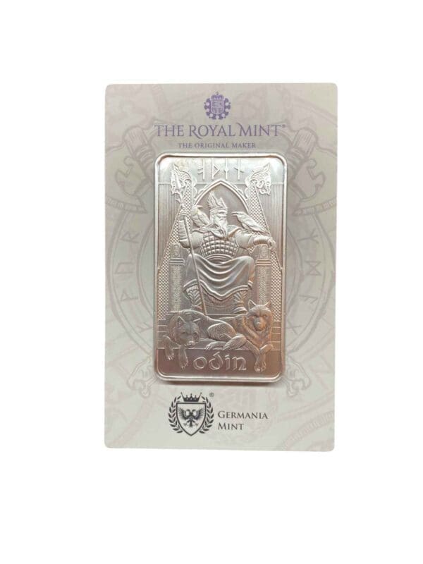 *Slight Toning* Norse Gods - Odin - 10oz Silver Minted Carded Bullion Bar - Image 2