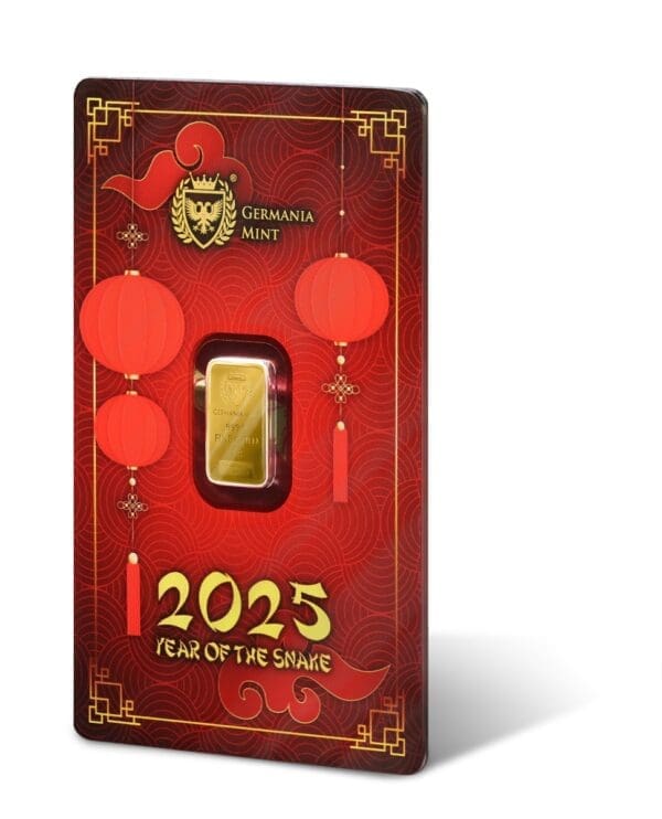 2025 1g Year of the Snake Germania Mint 999.9 Pure Gold Minted Bar - Image 4