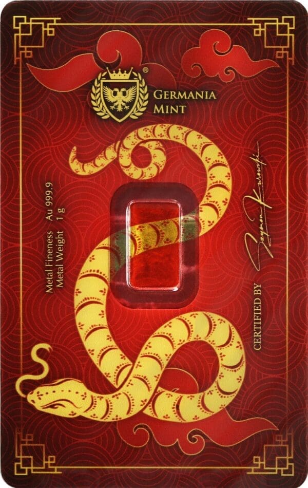 2025 1g Year of the Snake Germania Mint 999.9 Pure Gold Minted Bar - Image 2