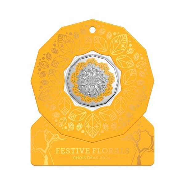 1 x 2024 50c Festive Florals Christmas Decorative Carded Coin - Image 6