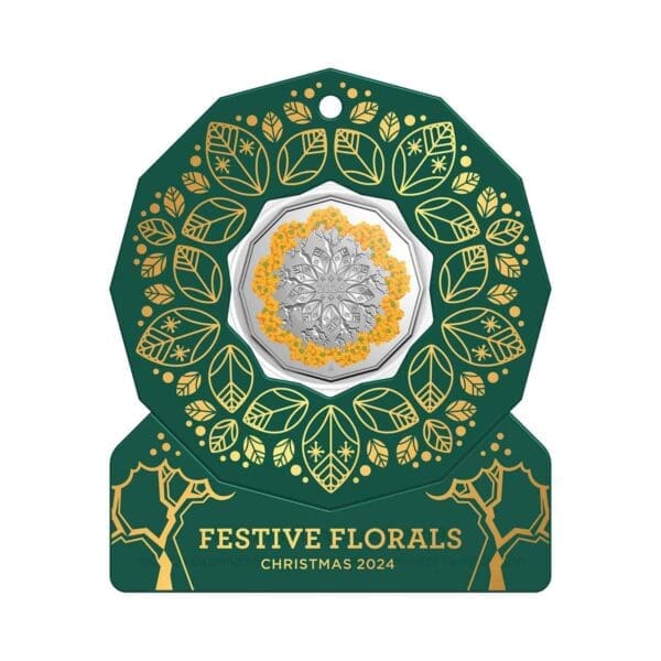 1 x 2024 50c Festive Florals Christmas Decorative Carded Coin - Image 4