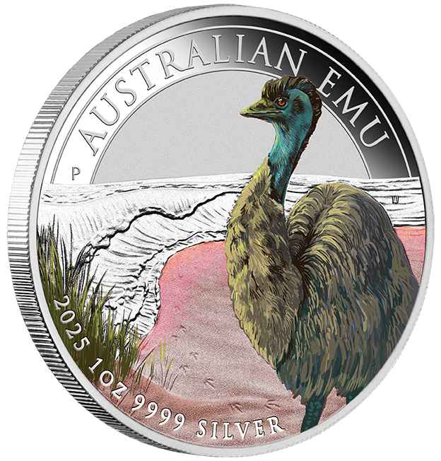 2025 $1 Australian Emu 1oz Silver Coloured Coin