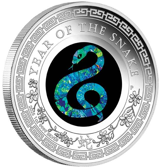 2025 $1 Australia Lunar Year of the Snake Opal 1oz Silver Proof Coin