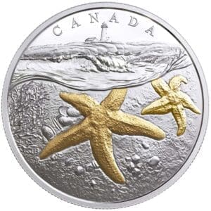 2017 $20 Canada From Sea to Sea Atlantic Starfish 1oz Gold-Plated Silver Proof Coin