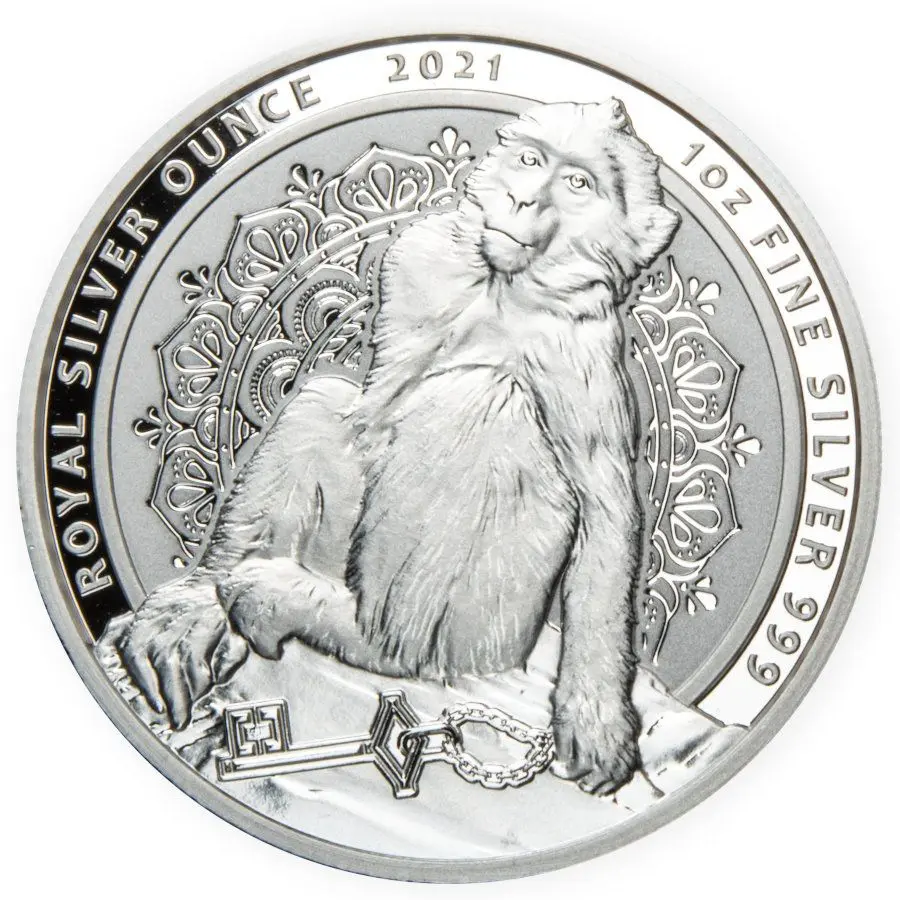 2021 £2 The Barbary Macaque 1oz Silver BU Gibraltar Coin