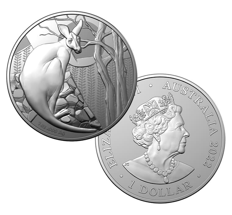2022 $1 Impressions of Australia Kangaroo Frosted UNC Coin In Capsule