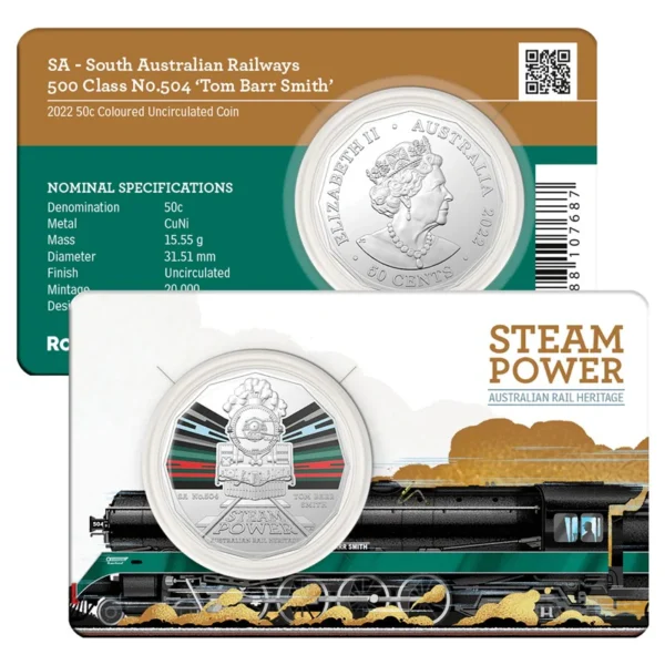 2022 50c Australian Steam Trains 7 Coin Set - Image 8