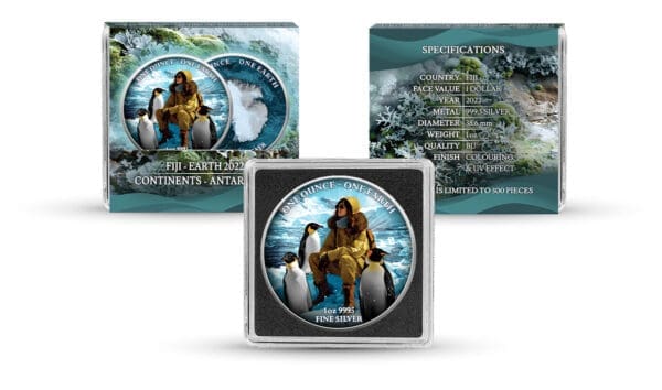 2022 Fiji 1oz Silver Coloured Earth Series – Antarctica - Image 4