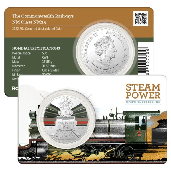 2022 50c Australian Steam Trains 7 Coin Set - Image 2
