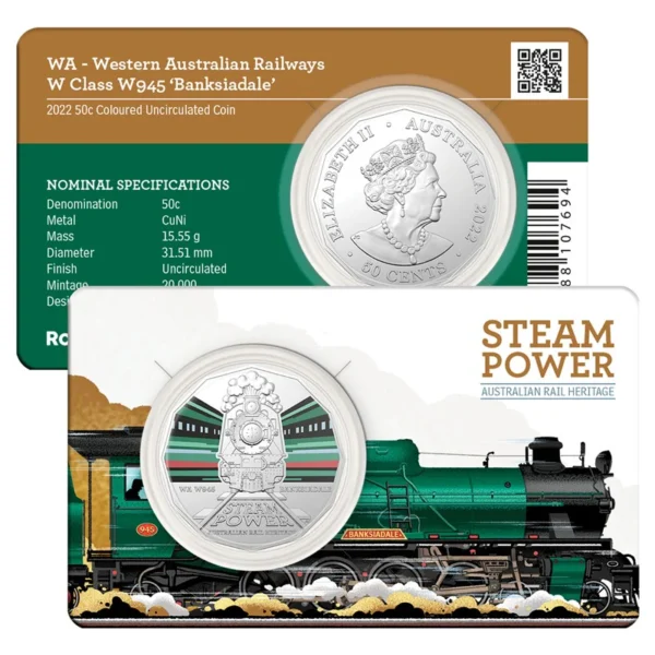 2022 50c Australian Steam Trains 7 Coin Set - Image 3
