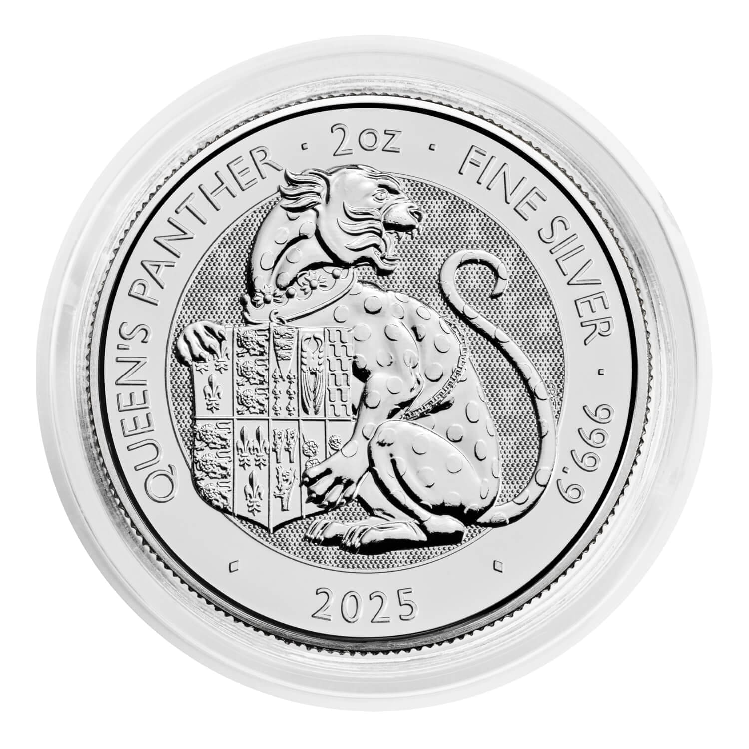 2025 £5 2oz Silver Queen's Panther The Royal Tudor Beasts Bullion Round