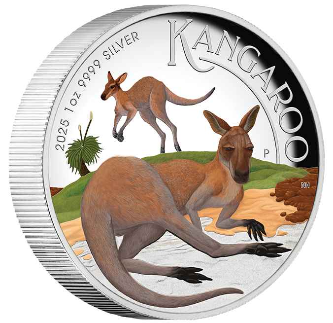2025 $1 Australian Kangaroo 1oz Silver Proof Coloured High Relief Coin