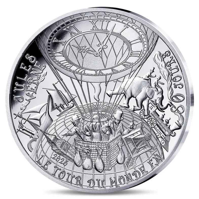 2025 Around the World in 80 Days Jules Verne France 22.2g Silver Coin