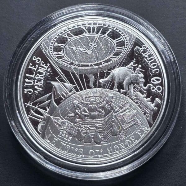 2025 Around the World in 80 Days Jules Verne France 22.2g Silver Coin - Image 3