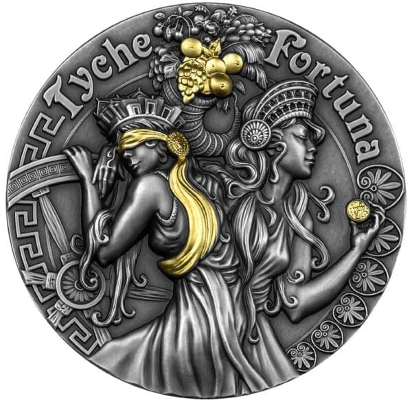 2021 $5 Fortuna & Tyche - Goddesses 2oz Silver Gilded Coin