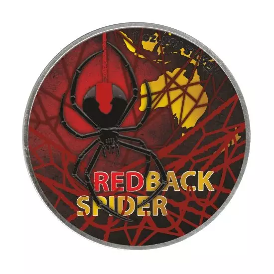 2020 Redback Spider 1oz Silver Antiqued Coloured BU Coin