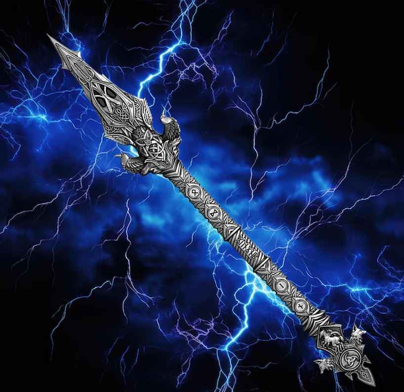 2025 Gungnir (Odin's Spear) 2oz Pure Antiqued Silver Shaped Medal
