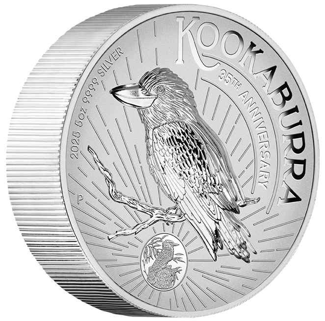 2025 $8 Australian Kookaburra 35th Anniversary 5oz Silver Proof Incused Coin
