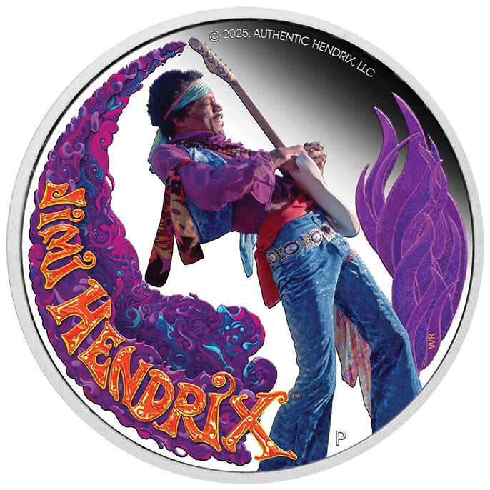 2025 Jimi Hendrix 1oz Silver Proof Coloured Coin