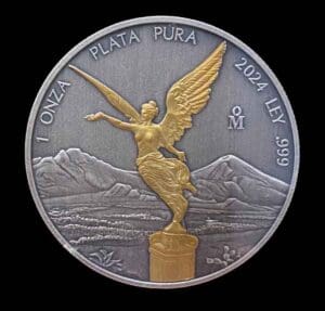 2024 Libertad Antiqued 1oz Silver Gilded Coin