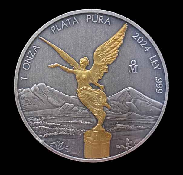 2024 Libertad Antiqued 1oz Silver Gilded Coin