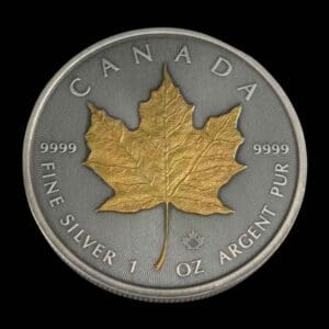 2025 1oz Maple Leaf Silver Antiqued Gilded Coin