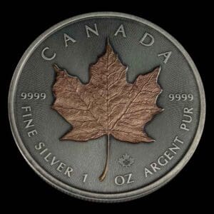 2025 1oz Maple Leaf Silver Rose Gilded Antiqued Coin