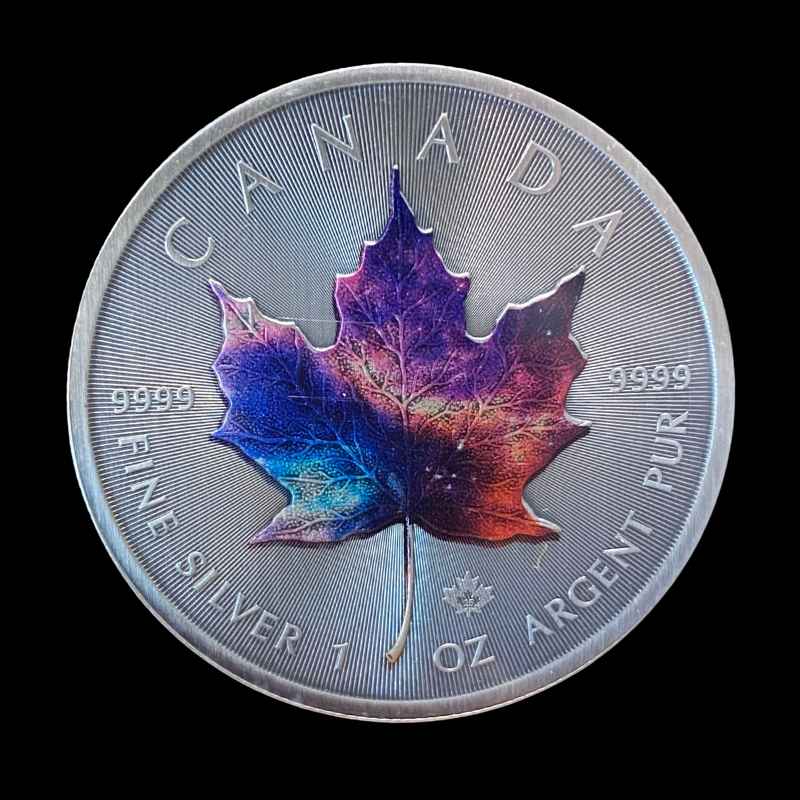 2025 Galaxy 1oz Maple Leaf Silver Coloured Coin