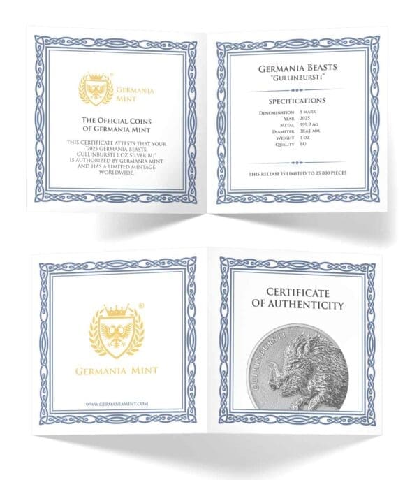 Germania Beasts: Gullinbursti Geminus 1oz Silver BU Coin - Image 3