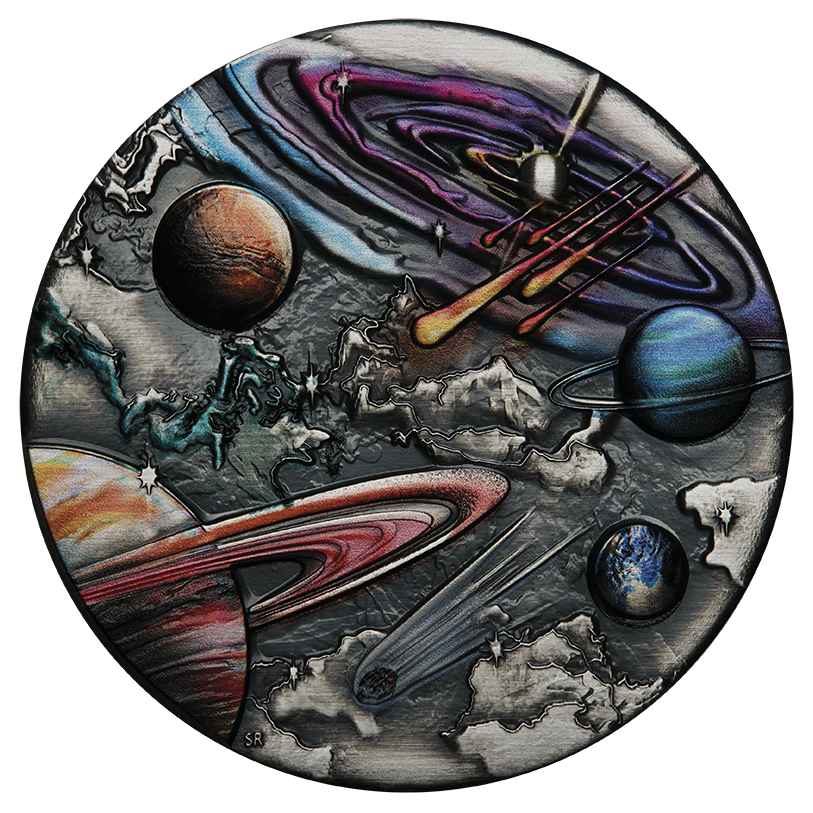 2024 $5 Universe Starry Sky and Planets Antiqued Coloured 5oz Silver Coin