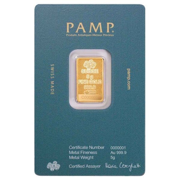 5g Gold PAMP Bar Arabian Falcon with Frame - Image 5