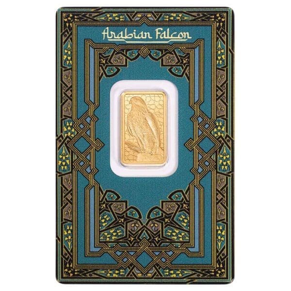 5g Gold PAMP Bar Arabian Falcon with Frame - Image 3