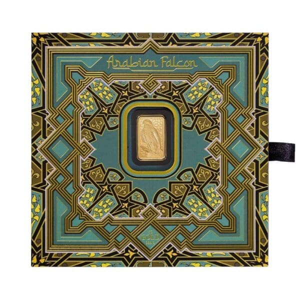 5g Gold PAMP Bar Arabian Falcon with Frame