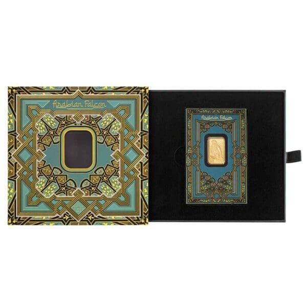 5g Gold PAMP Bar Arabian Falcon with Frame - Image 7