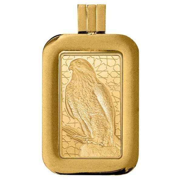 5g Gold PAMP Bar Arabian Falcon with Frame - Image 2