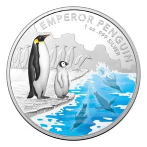 2023 $5 1oz Coloured Silver Proof Australian Antarctic Territory Emperor Penguin